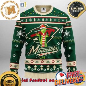 The Grinch x Minnesota Wild NHL Santa Hat Ugly Christmas Sweater For Holiday 2023 Xmas Gifts