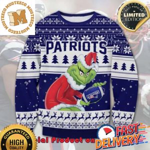 The Grinch x New England Patriots NFL Santa Hat Ugly Christmas Sweater For Holiday 2023 Xmas Gifts
