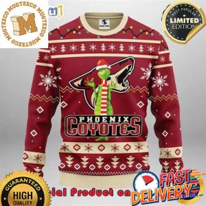 The Grinch x Phoenix Coyotes NHL Santa Hat Ugly Christmas Sweater For Holiday 2023 Xmas Gifts