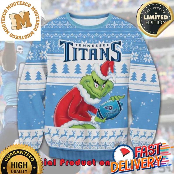The Grinch x Tennessee Titans NFL Santa Hat Ugly Christmas Sweater For Holiday 2023 Xmas Gifts