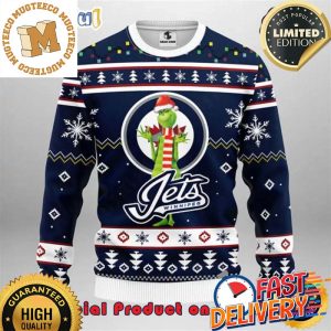 The Grinch x Winnipeg Jets NHL Santa Hat Ugly Christmas Sweater For Holiday 2023 Xmas Gifts
