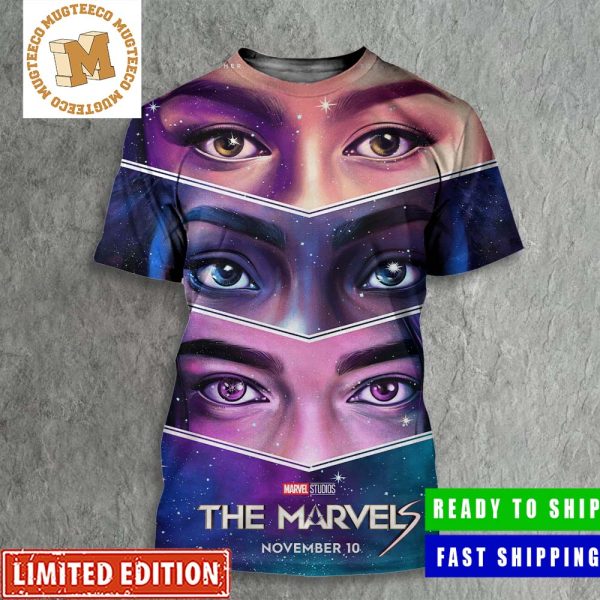 The Marvels New Poster A Cosmic Trio All Over Print Shirt