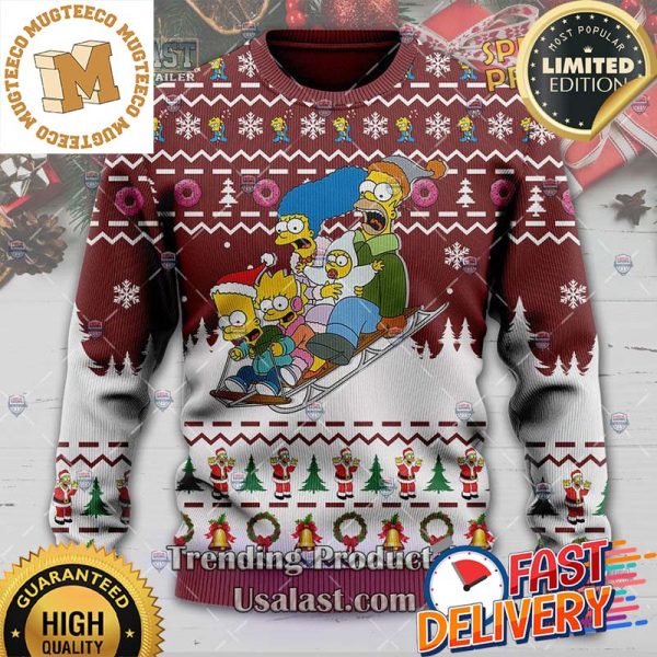 The Simpsons Family Sleigh Ugly Christmas Sweater For Holiday 2023 Xmas Gifts