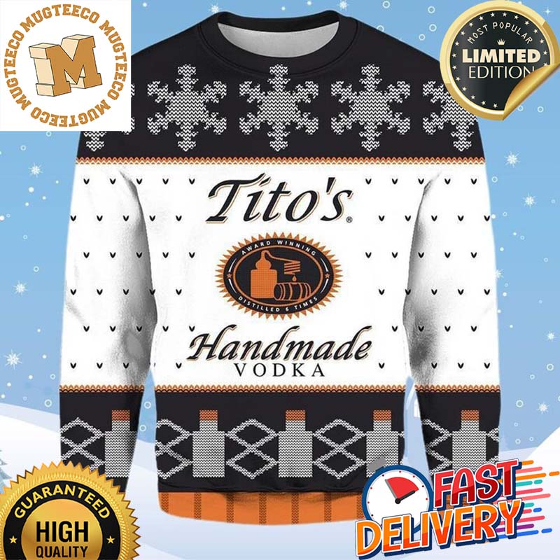 Stitch Hug Tito's Handmade Vodka Ugly Christmas Sweater For