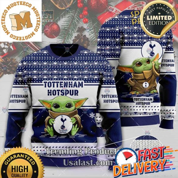 Tottenham Hotspur Baby Yoda Ugly Christmas Sweater For Holiday 2023 Xmas Gifts