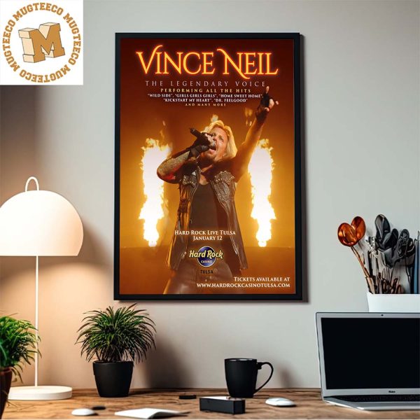 Vince Neil The Legendary Voice Hard Rock Live Tulsa January 12 2024 Home Decor Poster Canvas