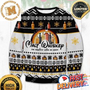 Whiskey The Happiest Drink On Earth Ugly Christmas Sweater For Holiday 2023 Xmas Gifts