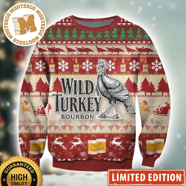 Wild Turkey Bourbon Whiskey 3D Xmas 2023 Gift Ugly Christmas Sweater