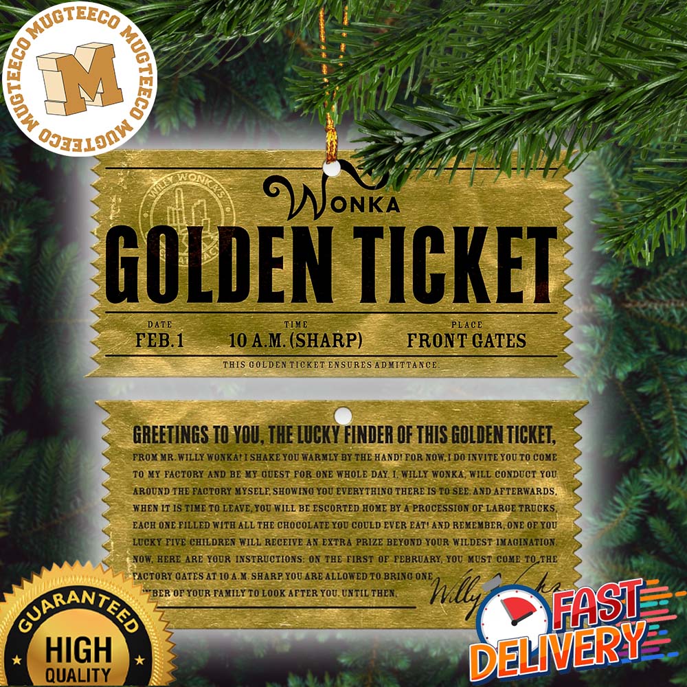 Willy Wonka Golden Ticket Wonka Movie Xmas 2023 Gift Christmas Holiday Ornament