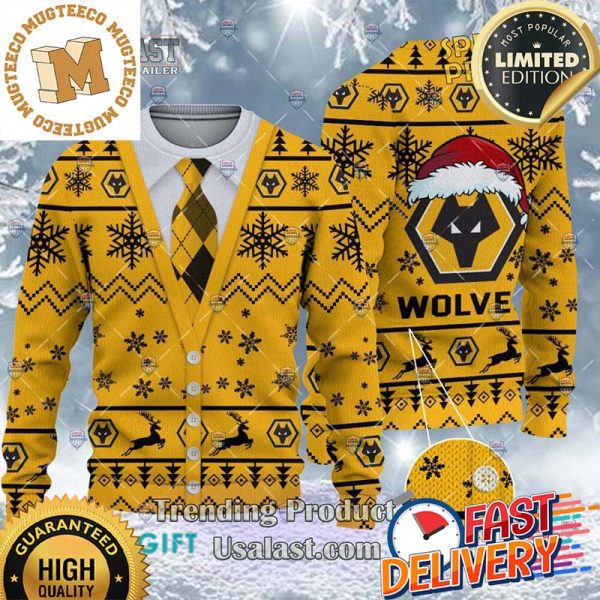 Wolverhampton Wanderers F.C Cardigan Ugly Sweater 2023 For Holiday 2023 Xmas Gifts