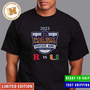 College Football Bowl Games 2023-24 Bad Boy Mowers Pinstripe Bowl 2023 Miami vs Rutgers Yankee Stadium Bronx NY CFB Bowl Game T-Shirt