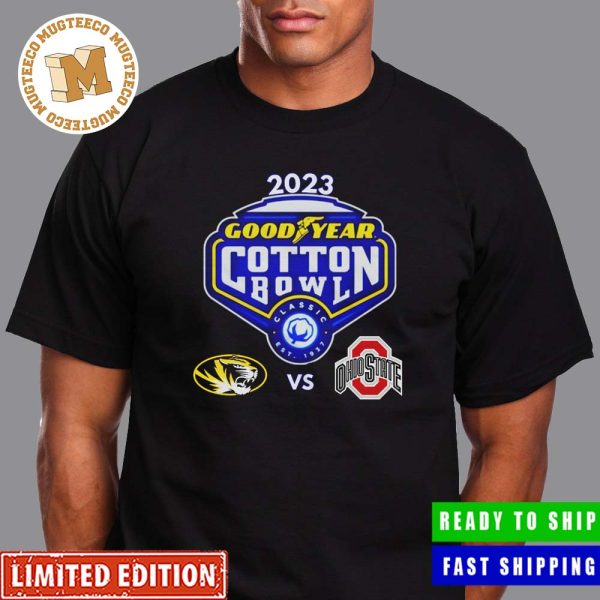 College Football Bowl Games 2023-24 Goodyear Cotton Bowl 2023 Missouri vs Ohio State AT And T Stadium Arlington TX CFB Bowl Game T-Shirt