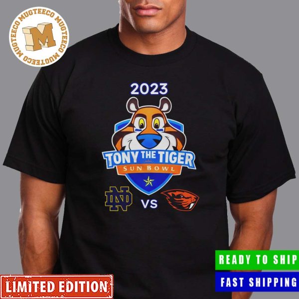 College Football Bowl Games 2023-24 Tony The Tiger Sun Bowl 2023 Notre Dame vs Oregon State Sun Bowl Stadium El Pase TX CFB Bowl Game T-Shirt