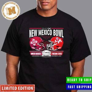College Football Bowl Games 2023 New Mexico Bowl NMSU Aggies vs Fresno State Bulldogs Helmet Head To Head December 16 Unisex T-Shirt