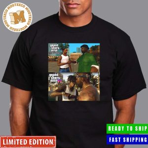 Grand Theft Auto San Andreas To Grand Theft Auto 6 Graphics Evolution Gang Handshake Scenes Unisex T-Shirt
