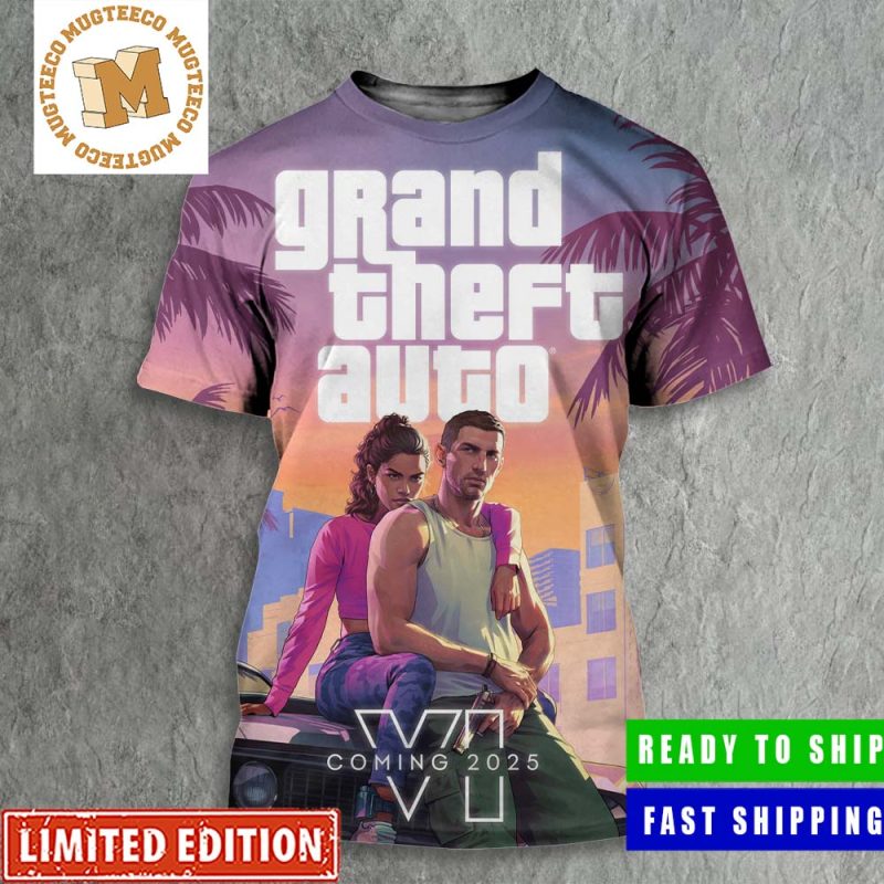 Grand Theft Auto VI Coming 2025 Miami Vice City Theme Poster All Over