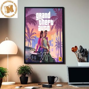 Grand Theft Auto VI Coming 2025 Miami Vice City Theme Potrait Home Decor Poster Canvas