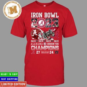 Iron Bowl 2023 Back To Back Alabama Crimson Tide Champions 27 – 24 Auburn Tigers Unisex T-Shirt