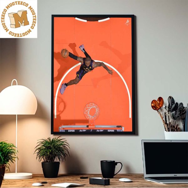 LeBron James Dunk Angle Los Angeles Lakers Vs San Antonio Spurs Game Match Home Decor Poster Canvas