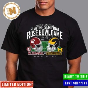 Michigan Wolverines vs. Alabama Crimson Tide Blue 84 College Football Playoff 2024 Rose Bowl Matchup Unisex T-Shirt