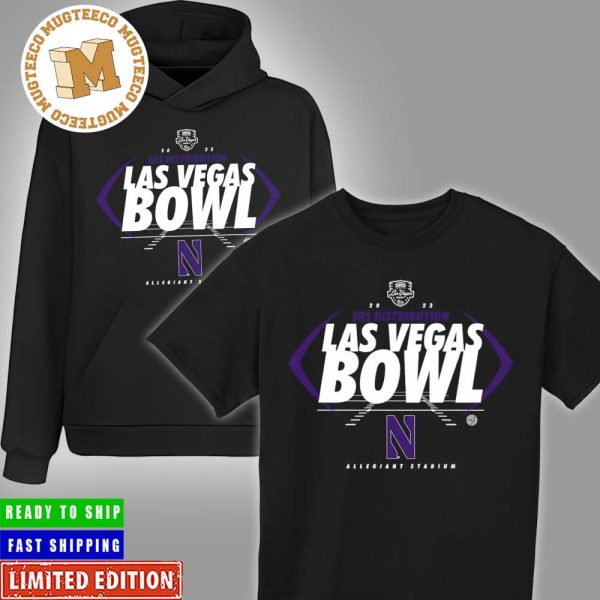 Northwestern Wildcats Logo 2023 SRS Distribution Las Vegas Bowl Allegiant Stadium Unisex T-Shirt Hoodie