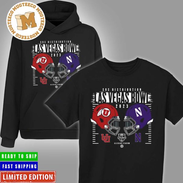 Northwestern Wildcats vs Utah Utes Helmet Head To Head 2023 SRS Distribution Las Vegas Bowl Unisex T-Shirt Hoodie