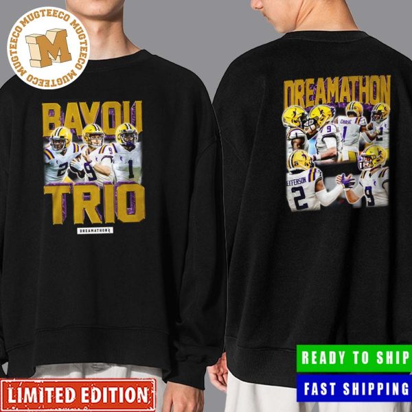 Official Bayou Trio NFL Network JJets x Ja’MarrChase x Joey Burrow LSU Football Dreamathon Two Sides Print Unisex T-Shirt