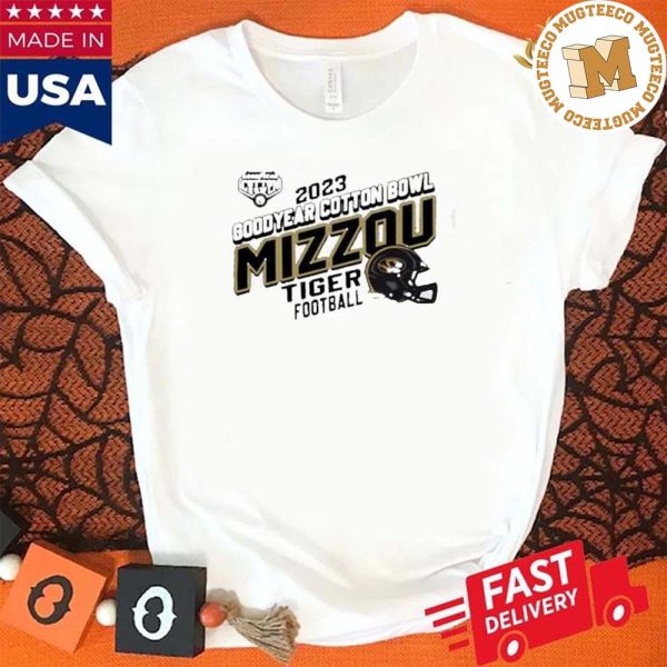 Official College Football Bowl Games 2023 Goodyear Cotton Bowl Merch Mizzou Tigers Helmet Tiger Football Vintage T-Shirt