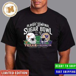 Washington Huskies vs. Texas Longhorns Blue 84 College Football Playoff 2024 Sugar Bowl Matchup Unisex T-Shirt