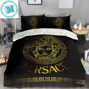 Best Versace Golden Logo Royal In Black Banckground Bedding Set