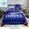 Versace Barocco Print And Greca Border Yellow Pattern In Black Background Bedding Set King Size