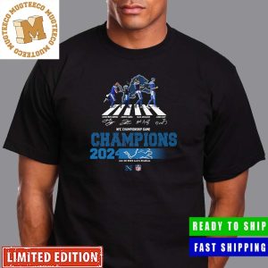 Congrats Detroit Lions Are 2024 NFC Champions NFL Playoffs Team Abbey Road To The Victory Signatures Unisex T-Shirt