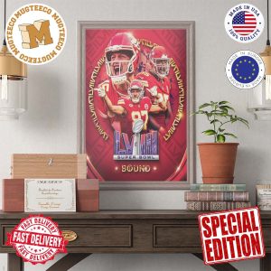 Congrats Kansas City Chiefs Super Bowl LVIII Bound 2024 AFC Champions Wall Decor Poster Canvas