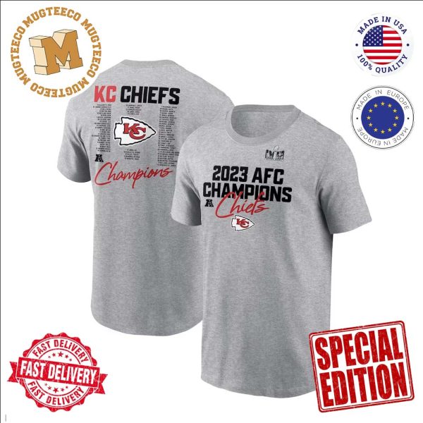 Kansas City Chiefs Nike 2023 AFC Champions Roster Grey Unisex T-Shirt