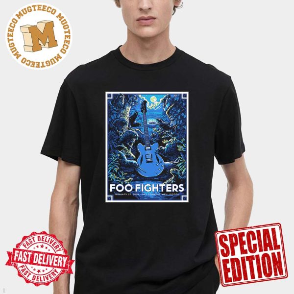 Offical Poster Foo Fighters Wellington Tonight January 27 2024 Sky Stadium Wellington Vintage T-Shirt