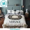 Versace Big Logo White Greca Boder In Grey Most Comfortable Bedding Set