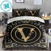 Versace Circular Pattern Connect By Gold Chain And Greca Border BackgroundBedding Set King Size