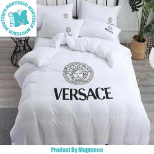 Versace Logo Black In White Background Most Comfortable Bedding Set