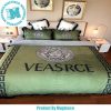 Versace Medusa Head Logo Black And Greca Boder Red Big In Grey Most Comfortable Bedding Set