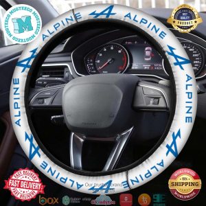Alpine White Background Steering Wheel Cover