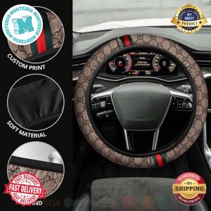 BEST Gucci Brown Monograms With Signature Vintage Web Steering Wheel Cover