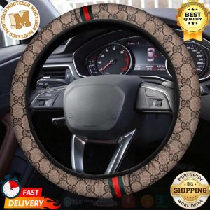Gucci Brown Monogram With Signature Vintage Web Steering Wheel Cover