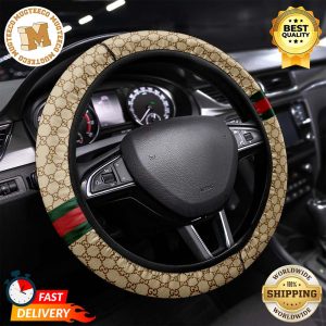 Gucci Print Brown Monograms With Signature Vintage Web Steering Wheel Cover