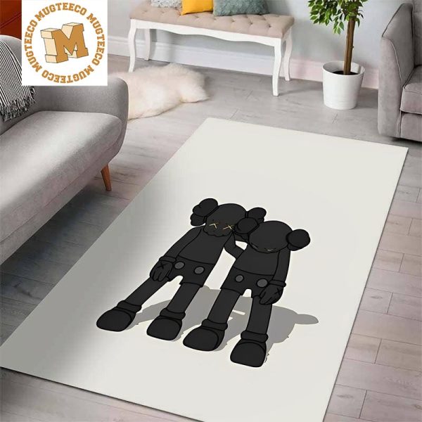 Kaws Along The Way Black In White Background Rug Carpet Home Decor