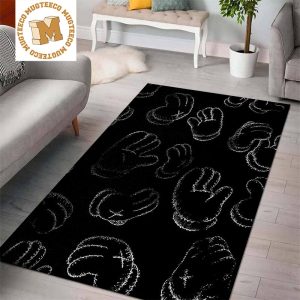 Kaws Hand Basic Pattern Black And White For Living Room Carpet Rugs