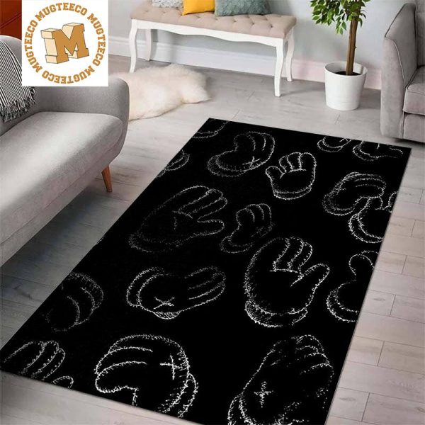 Kaws Hand Basic Pattern Black And White For Living Room Carpet Rugs