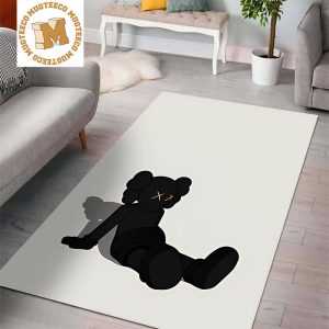 Kaws Holiday Black In White Background Rug Home Decor