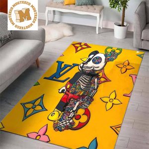 Kaws Mickey Mouse Companion Flayed Louis Vuitton Hypebeast In Yellow Background Rug Home Decor
