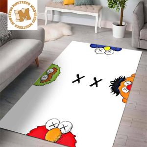 Kaws Sesame Street Elmo And Friends In White Background Living Room Carpet Floor Decor