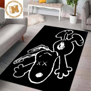 Kaws Snoopy Black And White Rug Carpet Home Decor